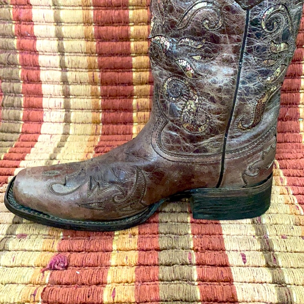 Corral sequin square toe boots